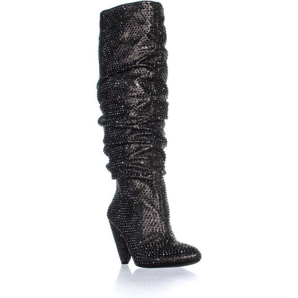 INC International Concepts Shoes - 𝅺new! INC International Concepts Metallic Black Rhinestone Gerii Boots